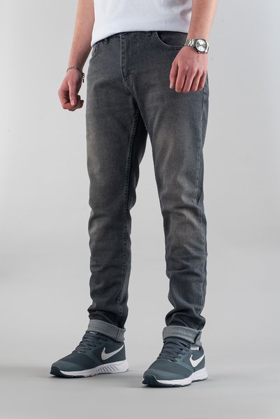 bombe Blugi din denim pentru bărbați, croială slim, croială îngustă, gri
