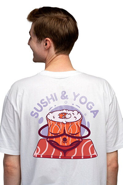 StoryGift Romania Tricou Barbati Cu Mesaj Sushi&yoga, Sushi Care Face Yoga, R...