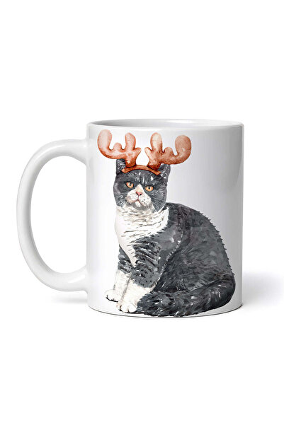 OEM Cană albă personalizată, Pisică cu coarne, INOVATIX®. 330ml