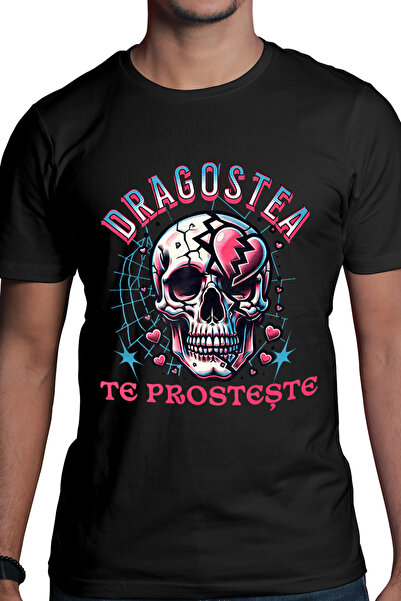 StoryGift Romania Tricou Barbati Craniu Uman Text Haios Dragostea Te Prostest...