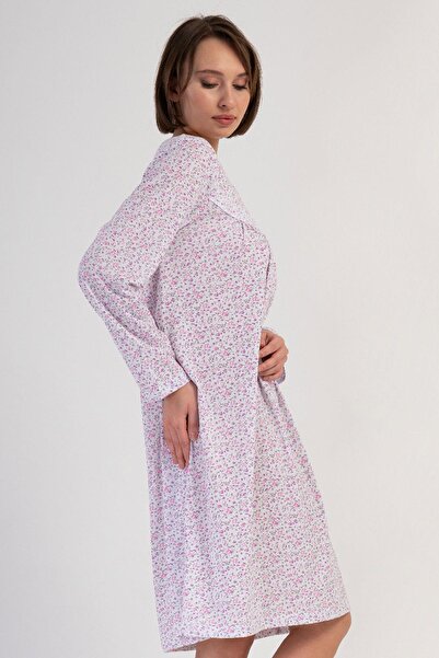 VİENETTA Kadın Uzun Kol Pembe Gecelik %100 PAMUK C3T7N7O161