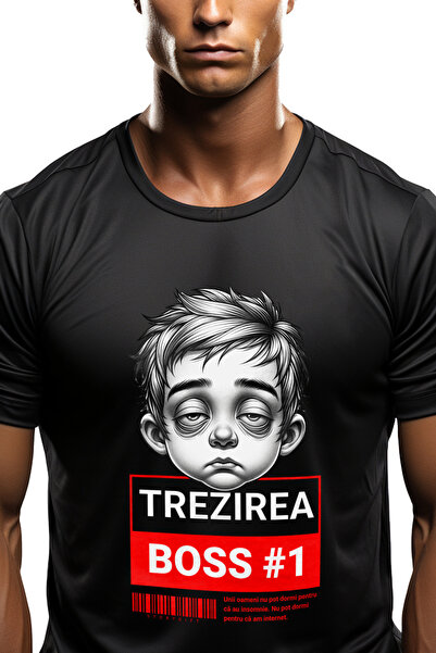 StoryGift Romania Tricou Barbati Chip Copil Obosit Trezirea Primul Boss Al Zi...