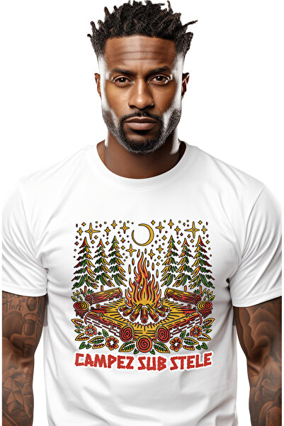 StoryGift Romania Tricou Barbati Campez Sub Stele Foc De Tabara In Padure Lun...