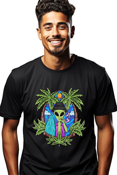 StoryGift Romania Tricou Barbati Cu Extraterestru, Hippie, Palmieri, Surf, So...