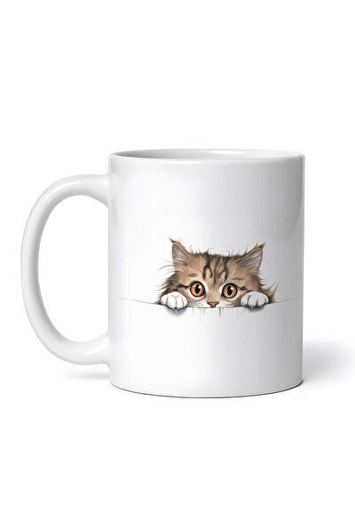 OEM Cană albă personalizată, Pisică cu ochi mari, INOVATIX®. 330ml