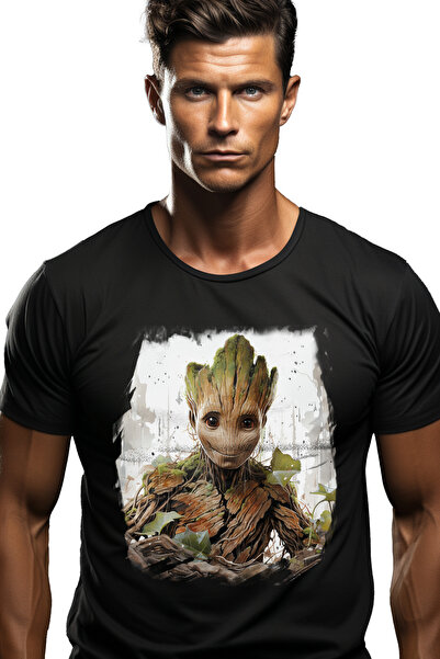 StoryGift Romania Tricou Barbati Cu Groot, Frunze, Marvel, Extraterestru, Gua...
