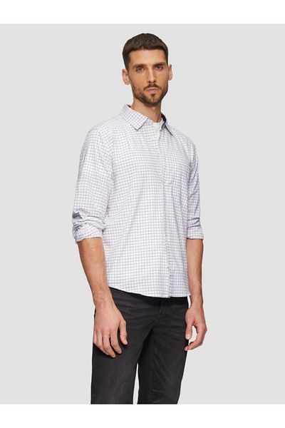 s.Oliver Men's shirt made of cotton and elastane blend, checkered print