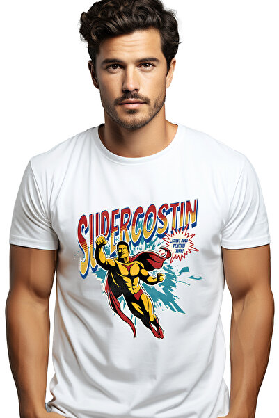 StoryGift Romania Tricou Barbati Super Costin, Supererou Sunt Aici Pentru Tin...