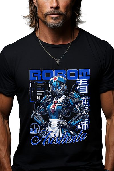 StoryGift Romania Tricou Barbati Asistenta Medicala Robot Inteligenta Artificiala Cu Imprimeu Pe Fata, 100% Stg
