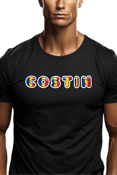 StoryGift Romania Tricou Barbati Cu Numele Costin, Romania, Suporter, Steagul...