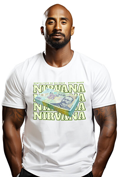 StoryGift Romania Tricou Barbati Nirvana - 100 Lei Romanesti Cu Imprimeu Pe F...