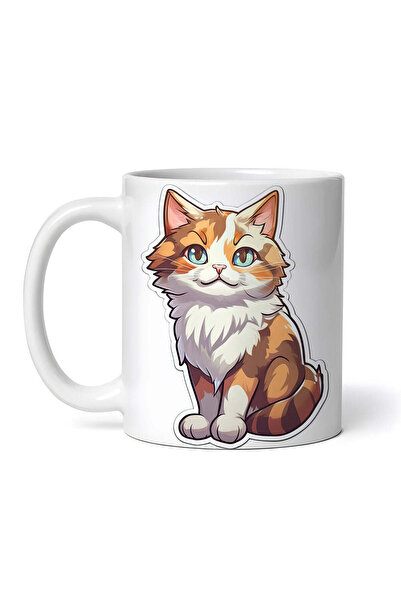 OEM Εξατομικευμένη λευκή κούπα, Καφέ Γάτα, INOVATIX®. 330ml