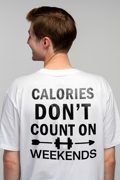 StoryGift Romania Tricou Barbati cu mesajul "Calories don't count on weekends...