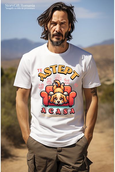 StoryGift Romania Men's T-shirt dog bored at home waiting for you, master, fluffy and loyal animal with print