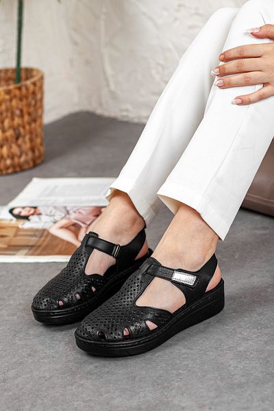 Adım Adım Women's Genuine Leather Closed-Front Orthopedic Sandals