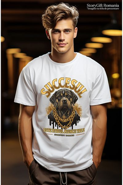 StoryGift Romania Tricou Barbati Caine Gangster Cu Lant De Aur, Succes Cu Imprimeu Pe Fata, 100% Bumbac, Al Stg