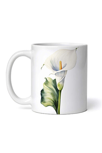 OEM Cană albă personalizată, Un crin alb cu frunză, INOVATIX®. 330ml