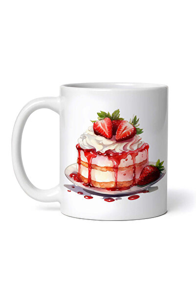 OEM Cană albă personalizată, tort cu cremă de căpșuni, INOVATIX®. 330ml