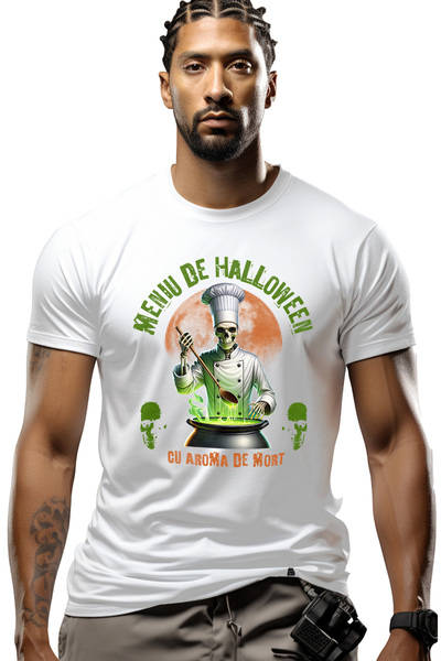 StoryGift Romania Tricou Barbati Meniu De H4alloween Schelete Bucatar Gateste...