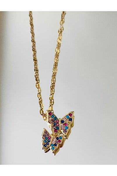 Çelik Gold kelebek kolye