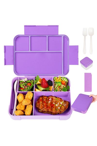 Choice 1330ml 0016 Purple Adorable Pattern Kids Lunch Box Portable Divided Microwave Oven Bento Box Leakpro