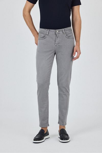 İmza Gray Cotton 5 Pocket Casual Slim Fit 5 Pocket Trousers 1003250318