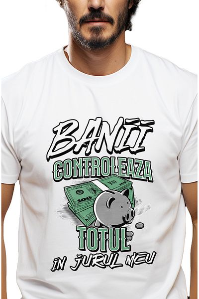 StoryGift Romania Men's T-Shirt Money Controls Everything Around Me Stack With Front Print, 100% Cotton Stg