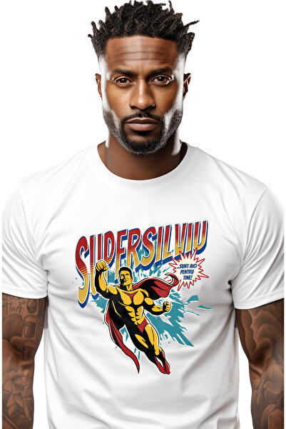 StoryGift Romania Tricou Barbati Super Silviu, Supererou Sunt Aici Pentru Tin...