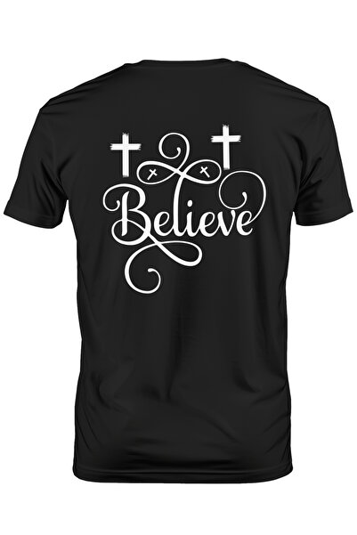 StoryGift Romania Tricou Barbati cu textul "Believe" - crede cruci credinta b...