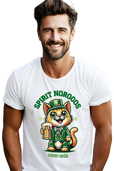 StoryGift Romania Tricou Barbati Spirit Norocos Pisica De Ziua Norocului Cu I...