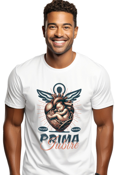 StoryGift Romania Tricou Barbati Prima Iubire Inima Bebe Nou Nascut Inger Cu ...