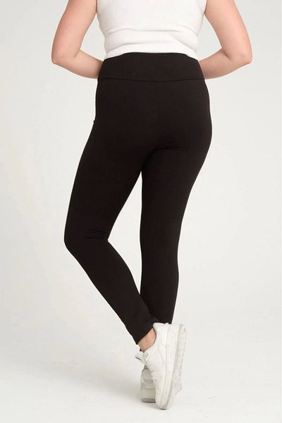 PRATİKOBA Plus Size Ribbed High Waist Recovery Black Leggings