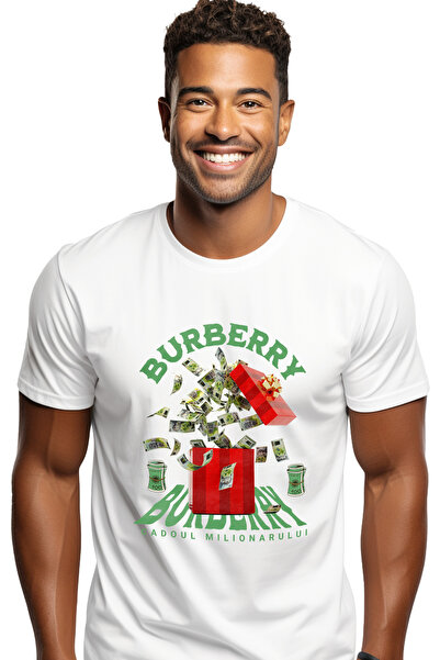 StoryGift Romania Burberry Men's T-Shirt - Millionaire's Gift With Front Prin...