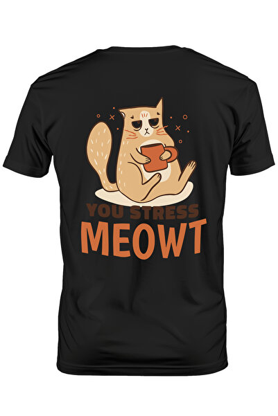 StoryGift Romania Tricou bărbătesc cu pisică furioasă cu ceașcă de cafea, mes...