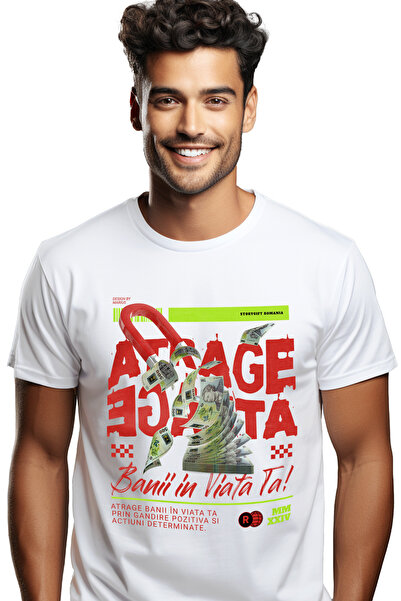 StoryGift Romania Tricou Barbati Atrage Banii In Viata Ta - Magnet De Bani Ro...
