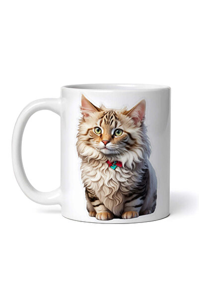 OEM Cană albă personalizată, Laperm Cat cu zgardă, INOVATIX®. 330ml