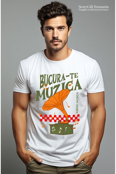 StoryGift Romania Men's T-shirt Enjoy Music Music Lovers Classical Party With Print On Left Side