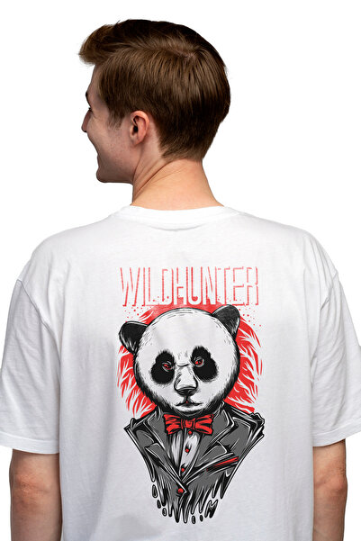 StoryGift Romania Tricou bărbătesc cu portretul unui urs panda în costum roșu...