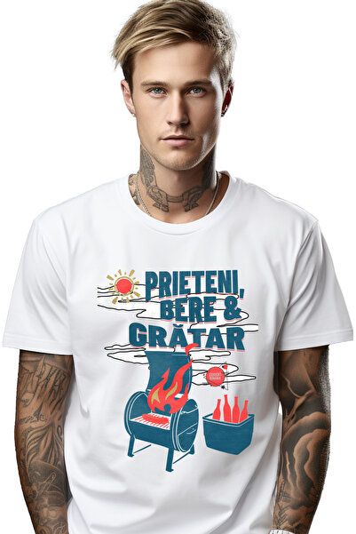 StoryGift Romania Tricou Barbati Prieteni, Bere Si Gratar, Relaxare, Barbat C...