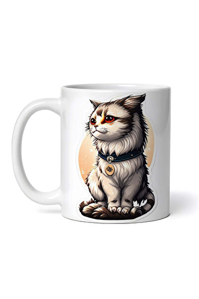 OEM Cană albă personalizată, Pisică cu medalion, INOVATIX®. 330ml