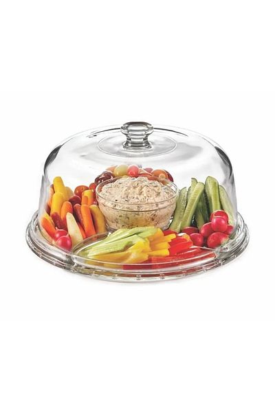 CASA Platou De Tort Din Sticlă Cu Capac 6 In 1, D 31 X 21 Cm, Mereuta Transparentă