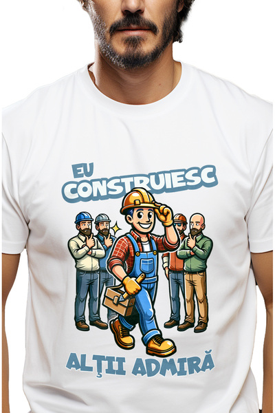 StoryGift Romania Tricou Barbati Barbat Constructor Eu Construiesc, Alții Adm...