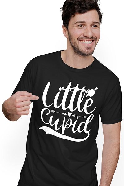 StoryGift Romania Men's T-Shirt With Hearts And The Text In English "little Cupid" - Little Cupid Valentine' Stg