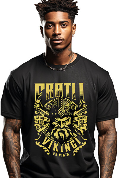 StoryGift Romania Tricou Barbati Cap De Razboinic Fratii-vikingi Motivational...