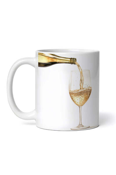 OEM Cană albă personalizată, Umplerea paharului cu șampanie, INOVATIX®. 330ml