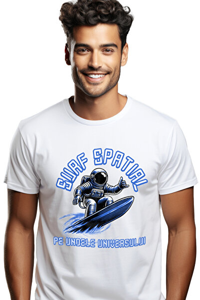 StoryGift Romania Tricou Barbati Astronaut Placa De Surf Spatial. Pe Undele U...