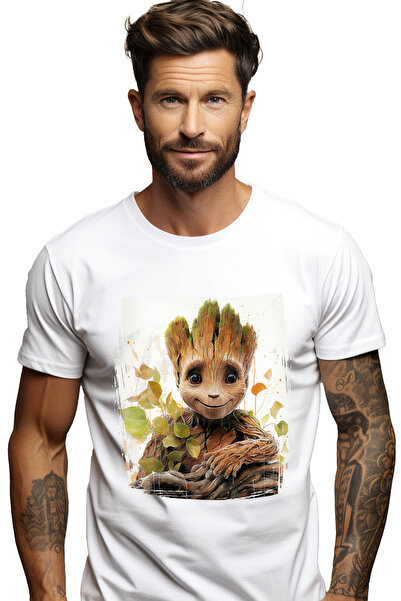 StoryGift Romania Tricou Barbati Cu Frunze, Groot, Extraterestru, Marvel, Gua...
