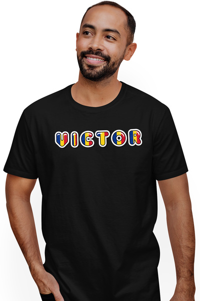 StoryGift Romania Tricou Barbati Cu Numele Victor, Romania, Suporter, Steagul...