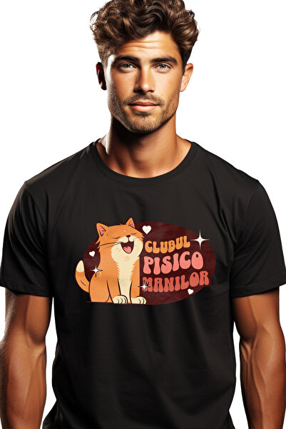 StoryGift Romania Tricou Barbati Clubul Pisicomanilor Pisica Galbena Cascand ...