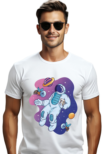 StoryGift Romania Ανδρικό T-Shirt Αστροναύτης Μέλισσα στο Διάστημα, με στάμπα...